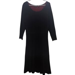 NINA LEONARD Pullover Sweater Dress Red & Black Ribbed Gothic Witchy Size L